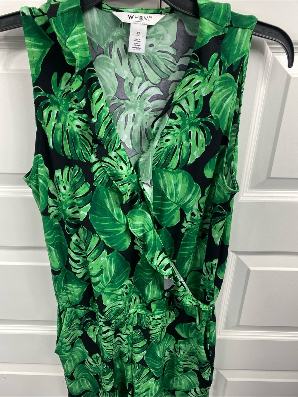 White House Black Market Orchid Palm Leaf Ruffle Summer Romper Tropical XS - Picture 7 of 9